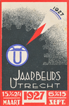 710302 Reclamekaartje voor de Jaarbeurs Utrecht 1928 van 15 t/m 24 maart en 6 t/m 15 sept. Op de achterzijde de ...